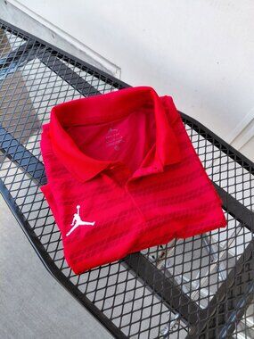 Jordan Dri-FIT Coach Victory Golf Polo Bright Red Patterned Men’s Large